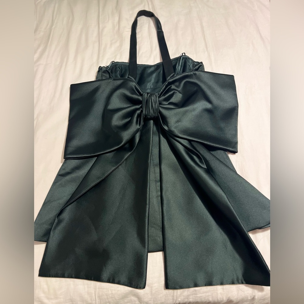 Zara Black Satin Dress with Bow Detail